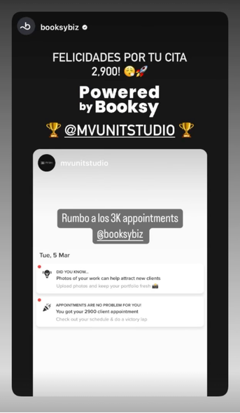 Booksy recognition showing MV-Unit Barber Studio approaching 3,000 appointments