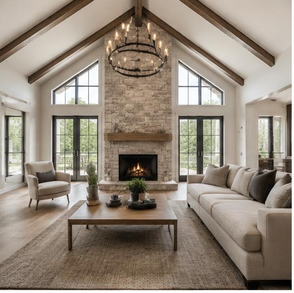 Vaulted great room photographed for a property listing